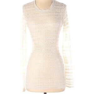 Isabel Marant Cream Open Knit Long Sleeve Blouse Womens S Lace Sheer Cottage